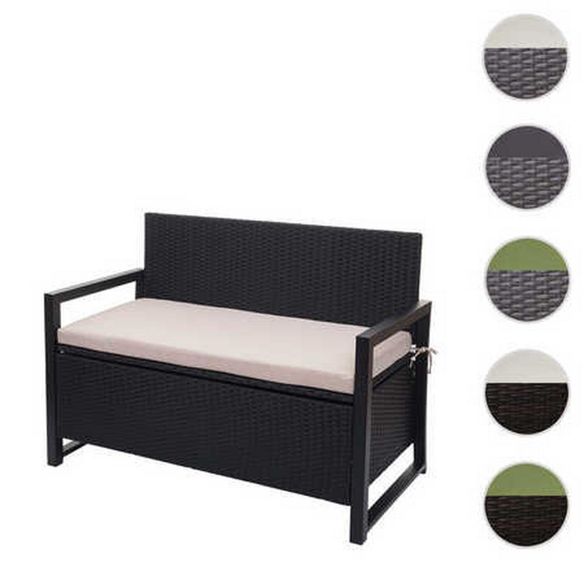 POLY-RATTAN 2ER SITZBANK Anthrazit, Beige - Anthrazit/Beige, Kunststoff (117/87/57cm) - MCW