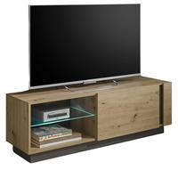 TV-LOWBOARD Eiche Artisan, Graphit grau 138 cm, TV- Unterteil mit Push-to-open - Eiche Artisan/Grau, Glas/Holz (138/46/40cm) - Furn.Design