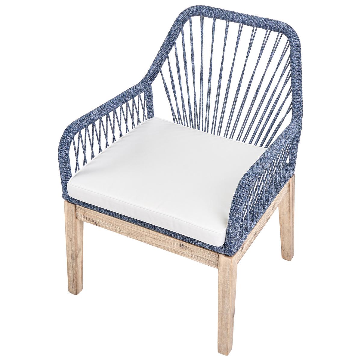GARTENSTUHL 2er-Set und Sitzkissen Marineblau Olbia - Hellblau, Holz (64/89/71cm) - Beliani