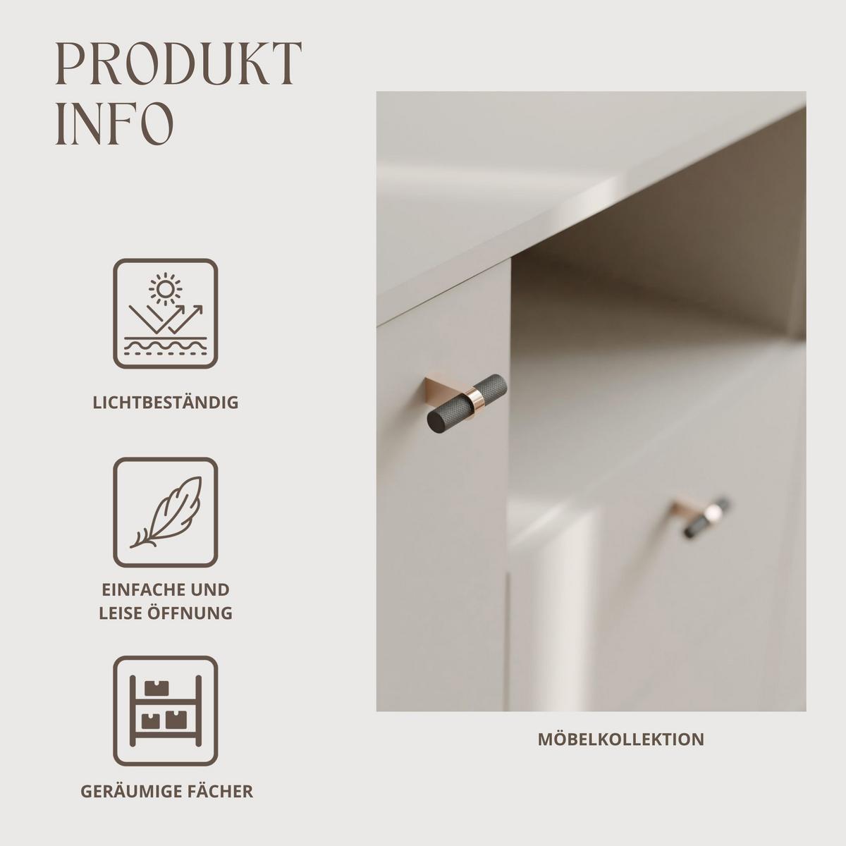 KOMMODE geriffelt, mit Fach, Kaschmir - Kaschmir, Holzwerkstoff (150/81/40cm) - Idohome