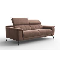 SOFA FIERO 3-Sitzer, Brauner Veloursstoff - Schwarz/Braun, Holz/Textil (212/82/103cm) - Courtois Laville