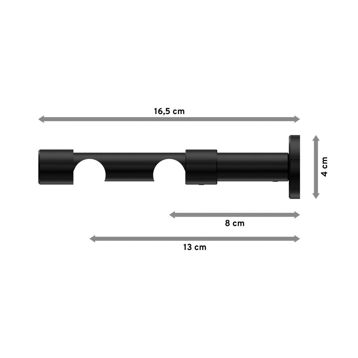 TRÄGER FÜR GARDINENSTANGEN 20 mm Ø, Prestige 2-läufig, Schwarz - Schwarz, Metall (16.2/4/4cm) - INTERDECO