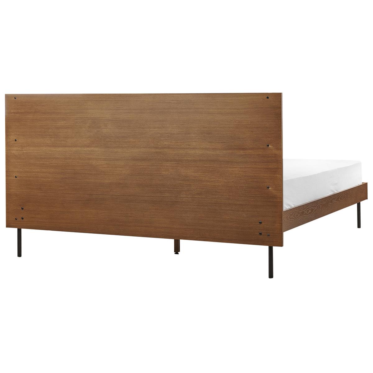 BETT mit Lattenrost 160/200 cm MDF-Platte Dunkelbraun Libermont - Dunkelbraun, Holz (160/200cm) - Beliani