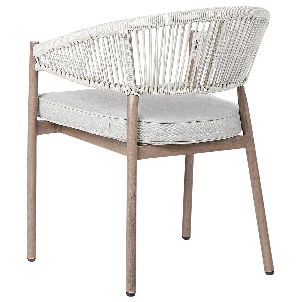 GARTENMÖBEL-SET 6-Sitzer Dunkler Holzfarbton Flavia - Dunkelbraun/Beige, Metall - Beliani