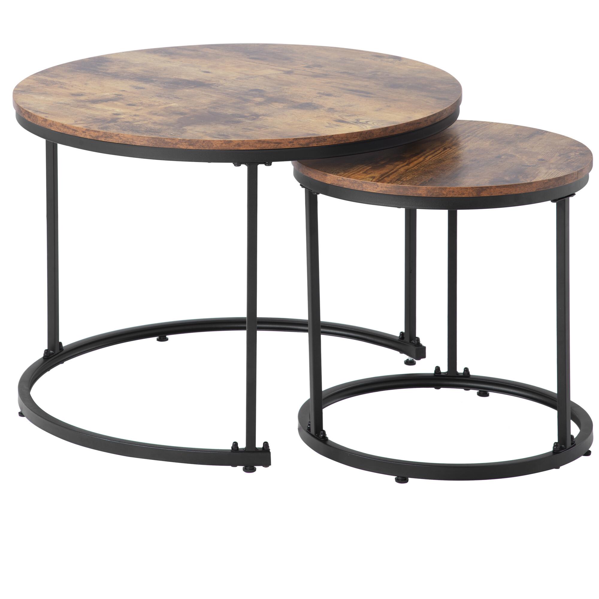 COUCHTISCH-SET 2er-set Holz- Und Schwarzeffekt - Schwarz, Holzwerkstoff/Metall (71/70/50cm) - Urban Meuble