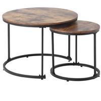 COUCHTISCH-SET 2er-set Holz- Und Schwarzeffekt - Schwarz, Holzwerkstoff/Metall (71/70/50cm) - Urban Meuble