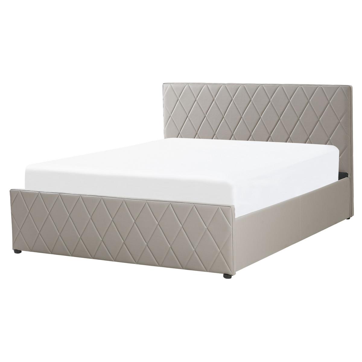 BETT mit Stauraum 160x200 cm Grau Rochefort - Taupe, Kunststoff (160/200cm) - Beliani