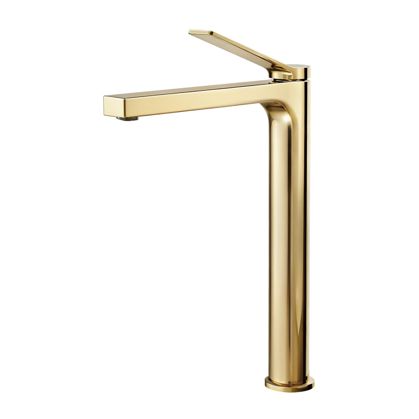 WASCHTISCHARMATUR mit Zertifiziertem Filterelement Champagnergold Hoher Stil - Goldfarben, Metall (23.3/4.6/33.5cm) - EMKE