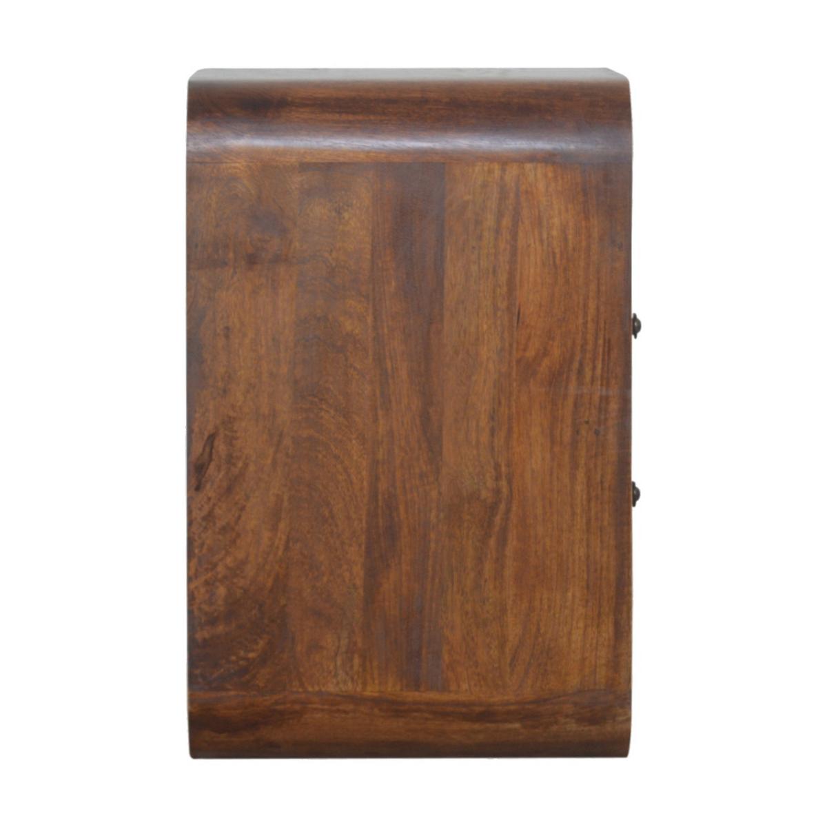 NACHTKASTEN Kastanie Geschwungen, 2 Schubladen und 2 Offene Fächer, Dunkelbraun - Dunkelbraun/Messingfarben, Holz/Metall (40/55/35cm) - Artisan Furniture