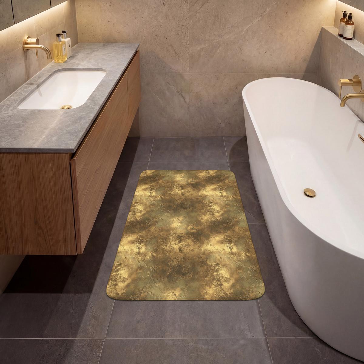 BADEMATTE Antik - Metallic-Look - Gold 60x90 cm - Goldfarben, Textil (60/90cm) - OnlyWow