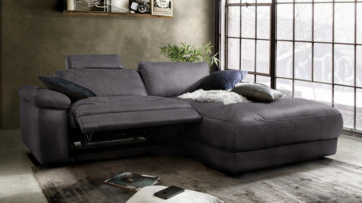 ECKSOFA MOTORISCHER RELAXFUNKTION LOLA Schwarz Webstoff Relaxfunktion - Schwarz, Textil (233/178cm) - KAWOLA