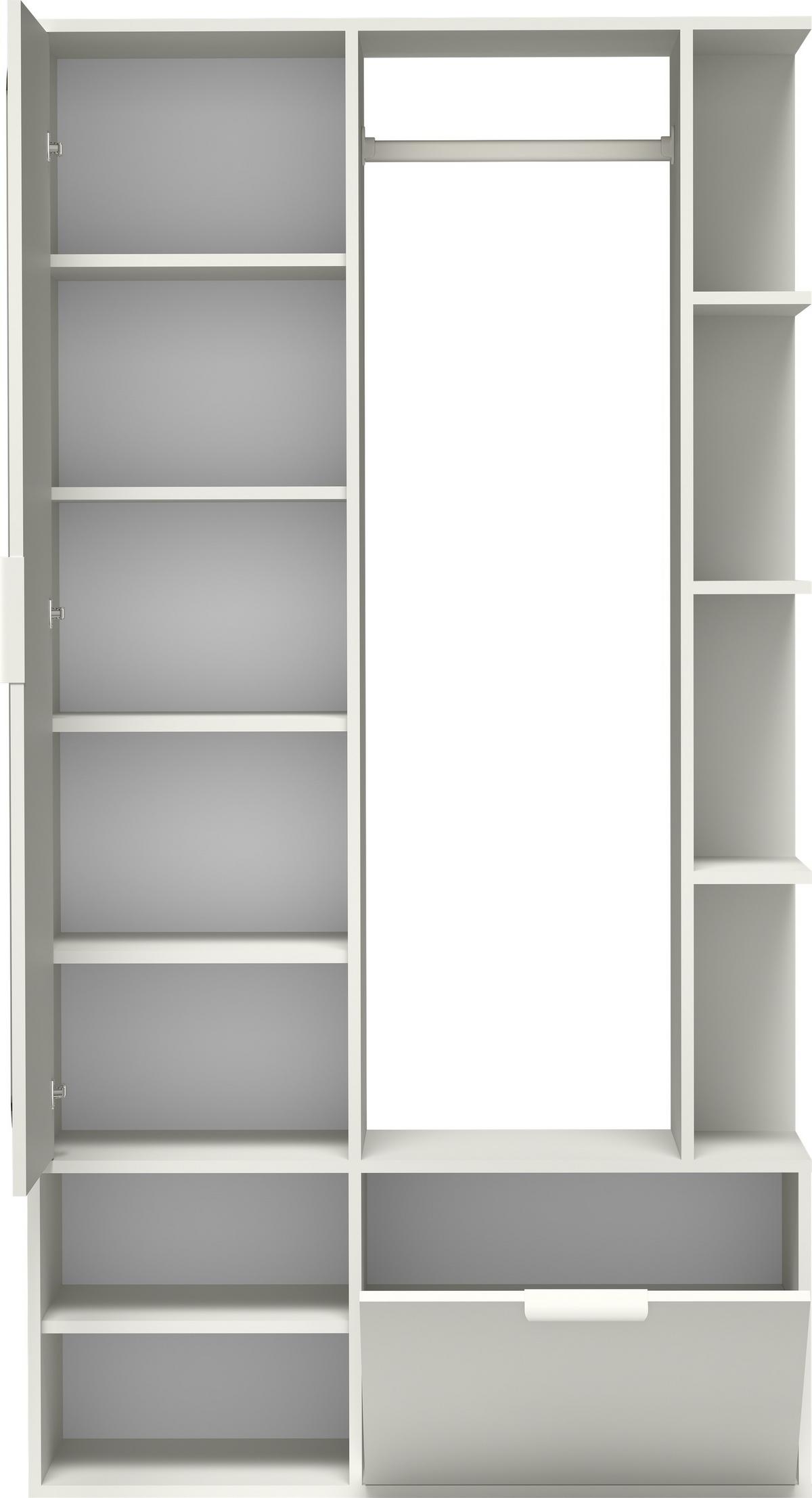 GARDEROBE Mela mit Spiegel, Sitzbank & Kleiderstange – 100/189/33 cm – Weiß - Weiß, Holzwerkstoff/Metall (100/189.4/33cm) - WFL GROUP