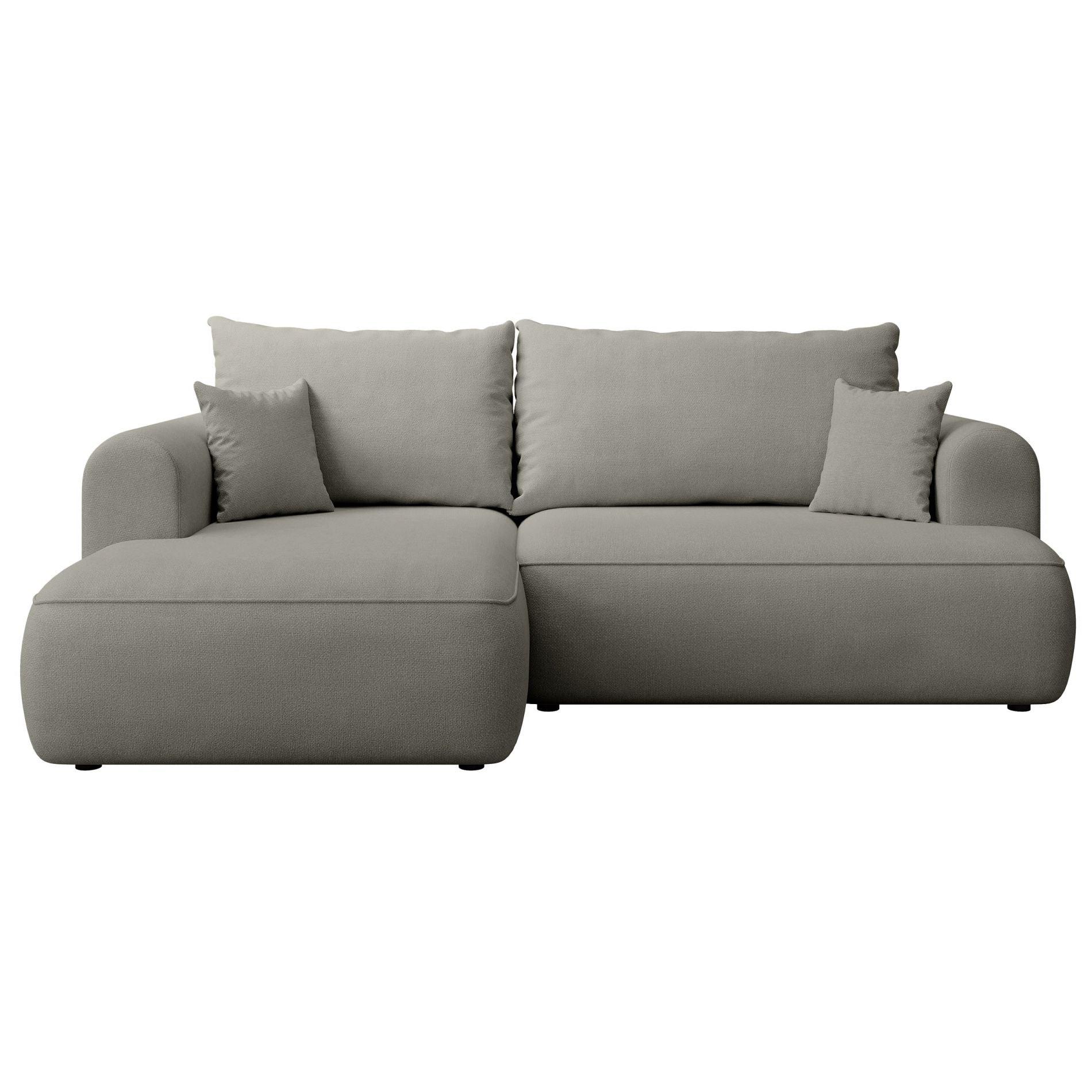 ECKSCHLAFSOFA Ovo Mini Hellgrau Easy-Clean-Chenille-Bezug - Hellgrau/Schwarz, Kunststoff/Textil (238/156cm) - Selsey