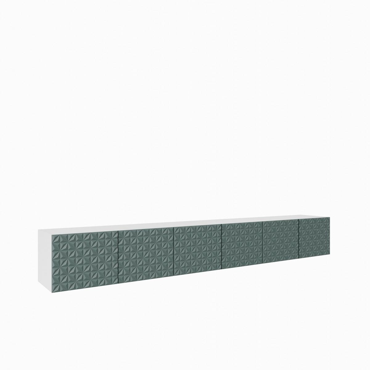 LOWBOARD ROVA 300/41/40 cm, Hängender TV-Schrank Weiß / Grün - Weiß/Grün, Holzwerkstoff (300/41/40cm) - MASSENO
