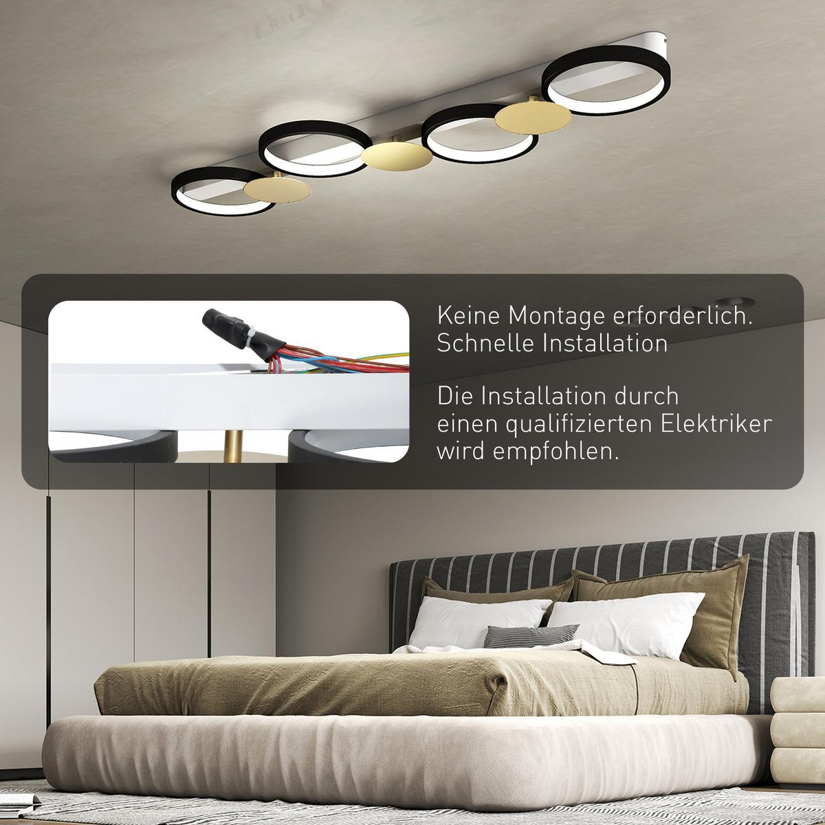 DECKENLAMPE Stahl Silikon Schwarz Goldton - Schwarz, Metall (100/31/7cm) - HOMCOM