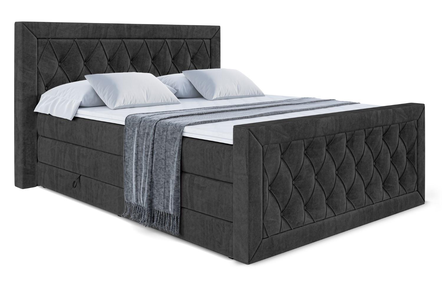 BOXSPRINGBETT NOEL-Z KING - 160 x 200 - H3/H4 - Schwarz - Schwarz, Holzwerkstoff (160/200cm) - ALTDECOR