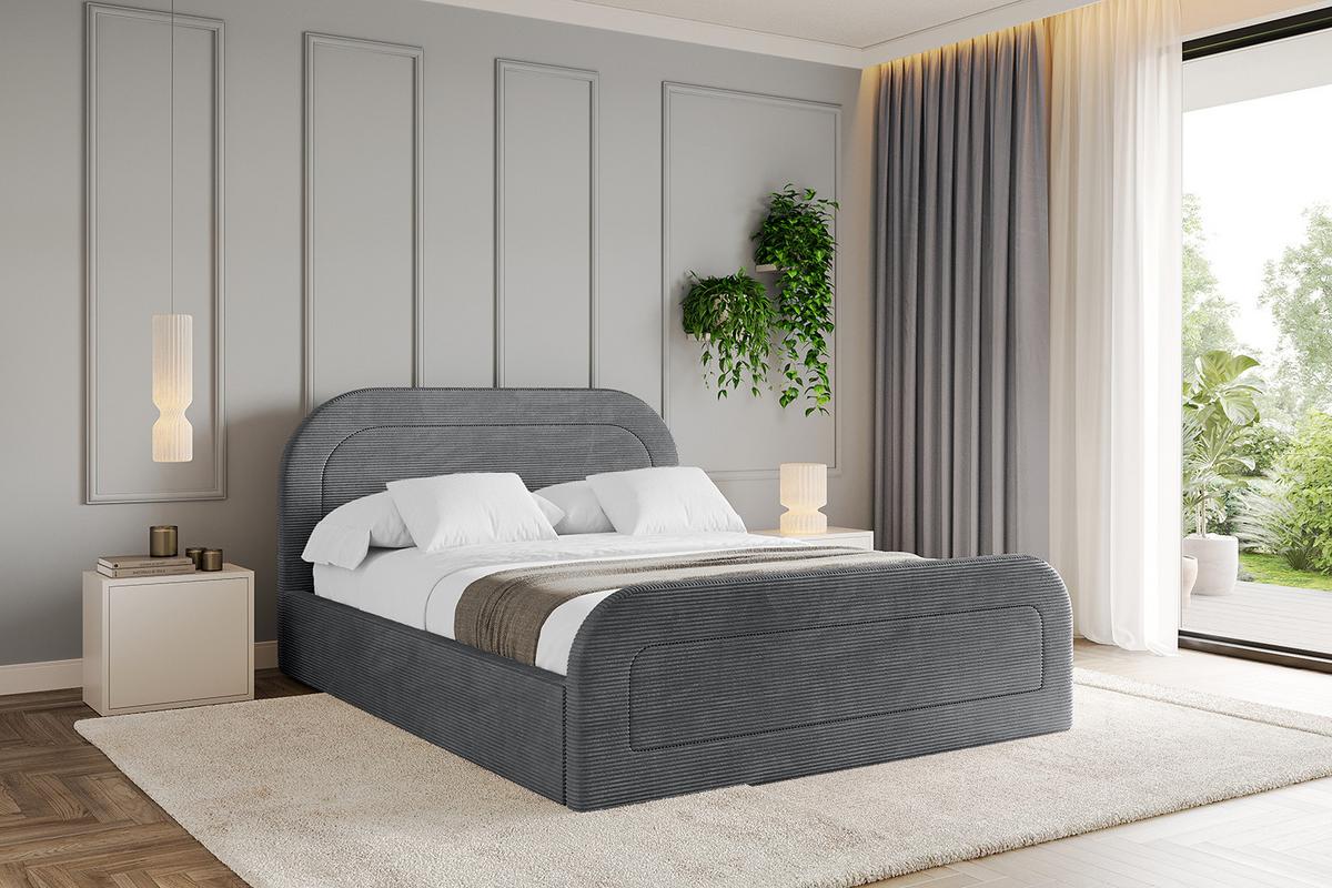 POLSTERBETT mit Bettkasten, Fußteil und Lattenrost, Boxbett ohne Matratze - LERAY-Z 120x200 Dunkelgrau - Anthrazit, Holzwerkstoff/Textil (120/200cm) - ALTDECOR