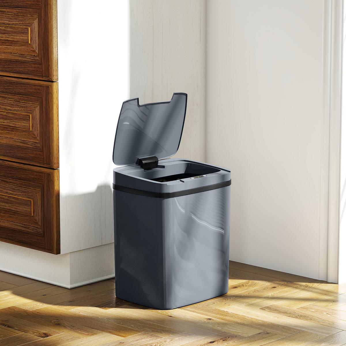 SENSOR-MÜLLEIMER Kunststoff Grau - Grau, Kunststoff (21.4/33.5/27.6cm) - HOMCOM