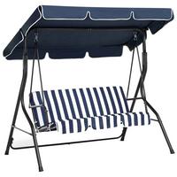 HOLLYWOODSCHAUKEL Sonnendach blau / weiß Chaplin - Blau, Textil (174/147/118cm) - Beliani