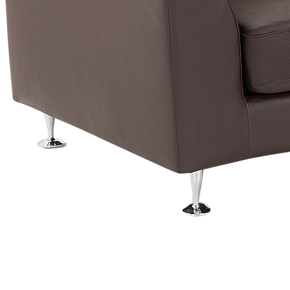 7-SITZER-SOFA mit Ottomane Echtleder, Kunstleder Braun Rotunde - Braun, Leder/Textil (448/76/236cm) - Beliani