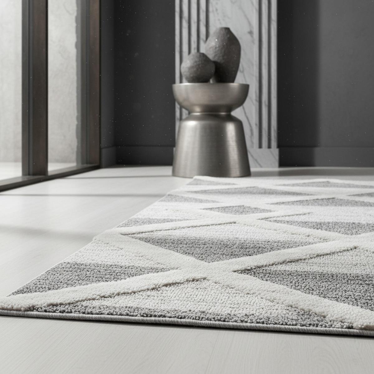 HOCHFLORTEPPICH EISACK, geometrisch, Florhöhe 20 mm, Grau, 140 x 200 cm - Grau, Textil (200/140cm) - KADIMA DESIGN