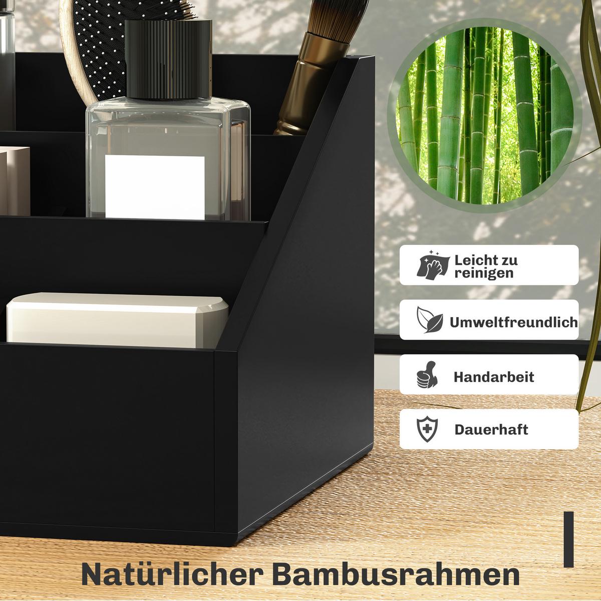 SCHREIBTISCHORGANIZER Bambus Schwarz - Schwarz, Holz (20.5/33/15.5cm) - HOMCOM