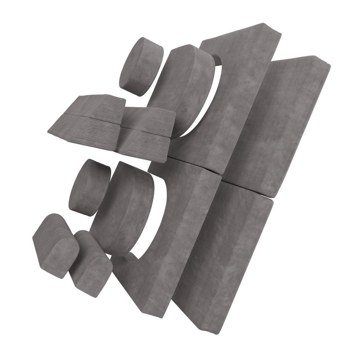 KINDERSOFA Kayo cord hellgrau - Hellgrau, Textil (150/50/75cm) - Juskys