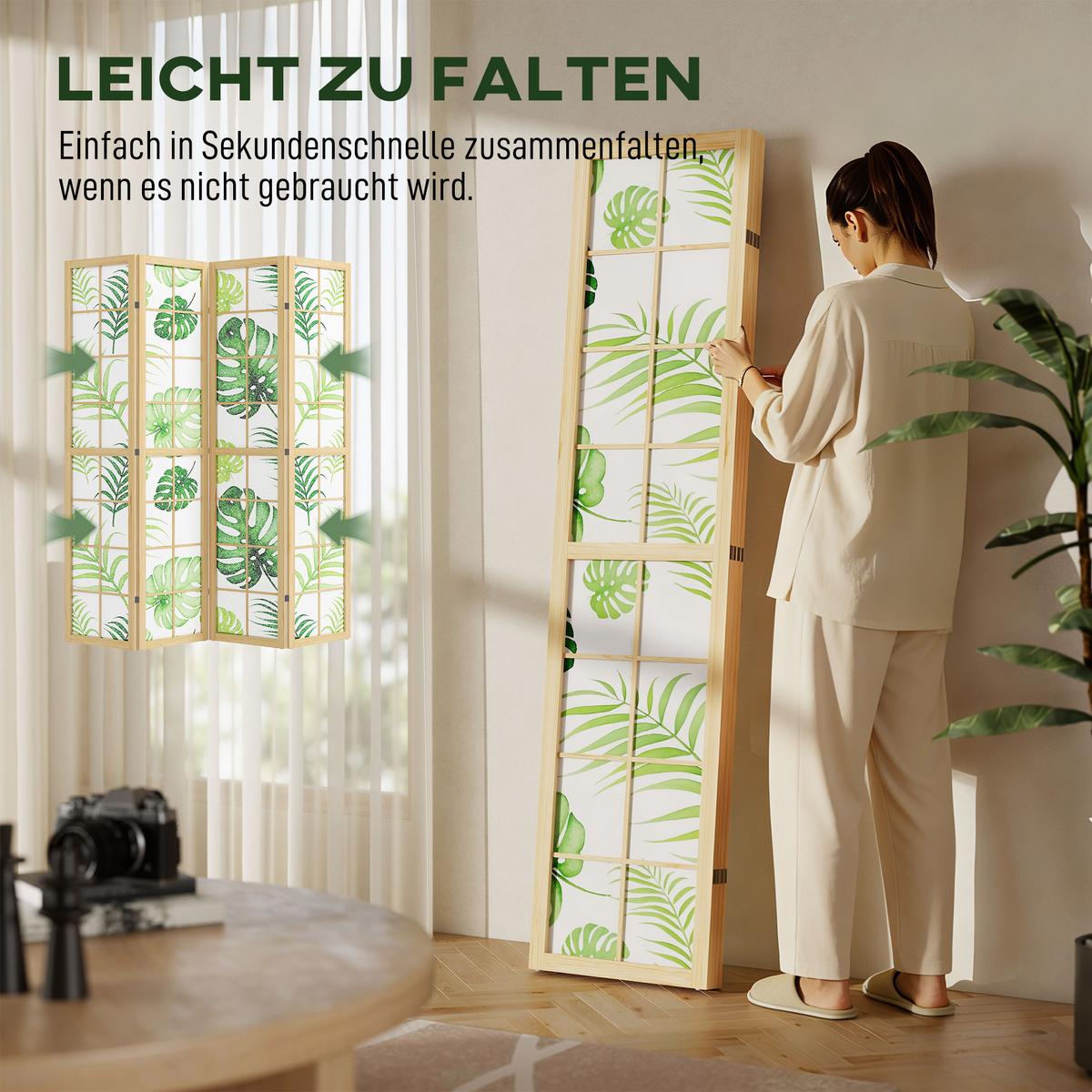 PARAVENT 4 TLG. faltbar aus Kiefernholz 160/170 cm - Multicolor, Holz (1.8/170/160cm) - HOMCOM