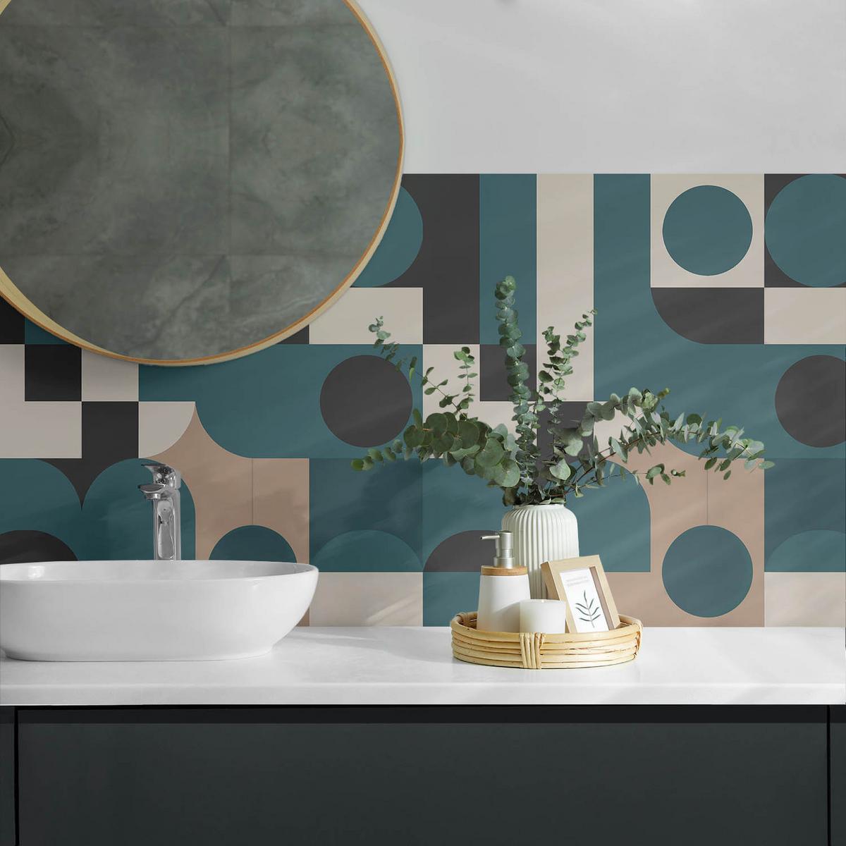 WANDPANEEL 120x60 cm selbstklebend Modula - Türkis, Kunststoff (60/1.6/120cm) - Wallfluent