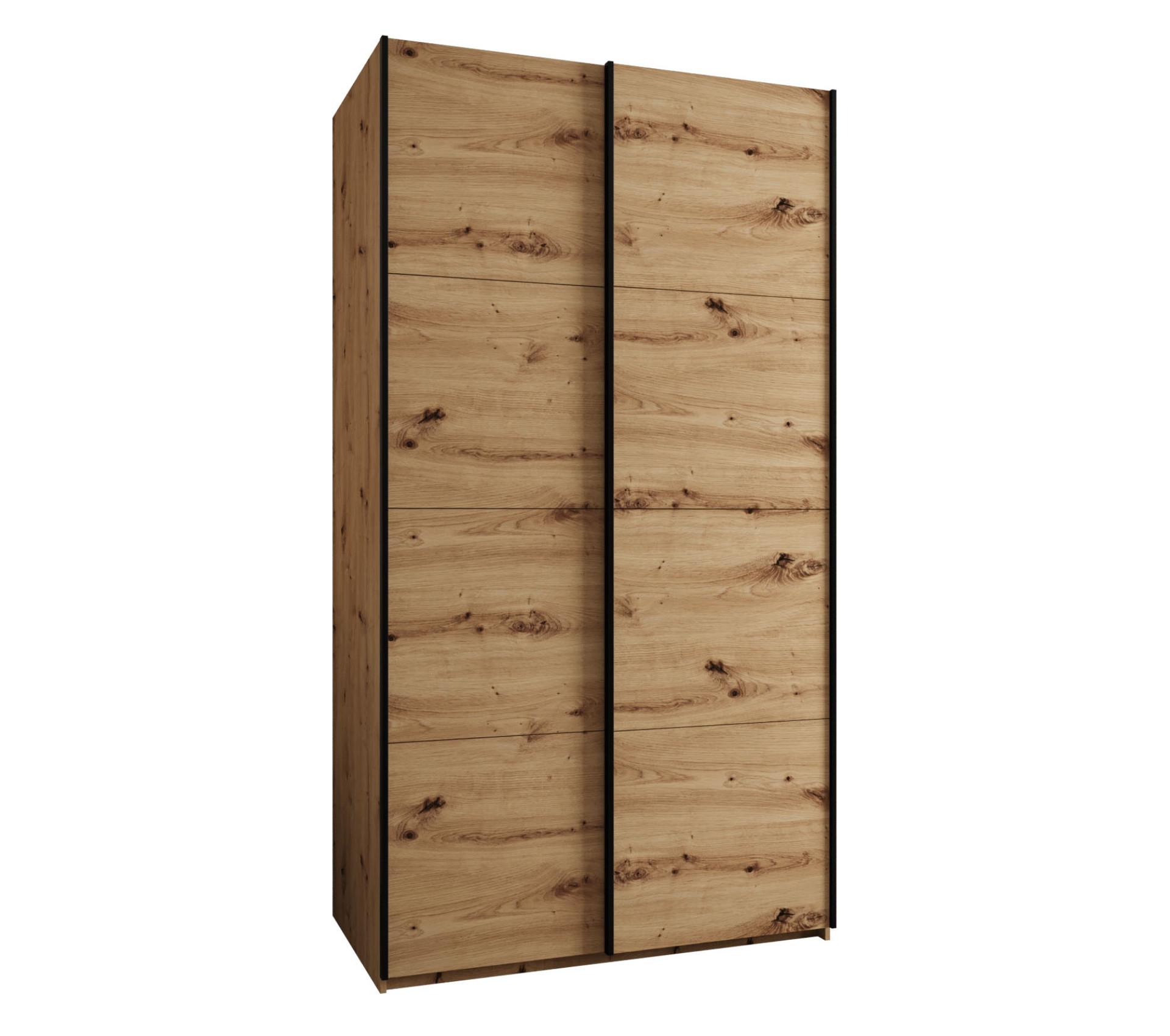 SCHWEBETÜRENSCHRANK 245,5/140/64 2-türig - Schwarz/Eiche Artisan, Holz/Metall (140/245/64cm) - Abiks Möbel