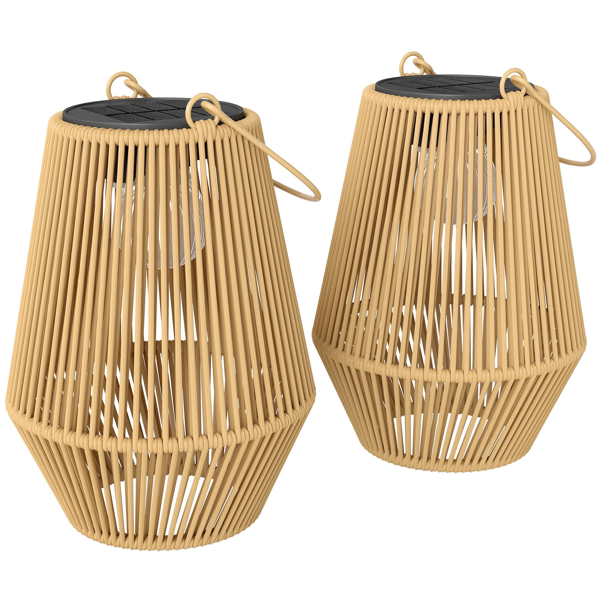 RATTAN-LAMPE 2ER-SET Braun - Braun, Kunststoff (16/16/21cm) - Outsunny