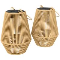 RATTAN-LAMPE 2ER-SET Braun - Braun, Kunststoff (16/16/21cm) - Outsunny