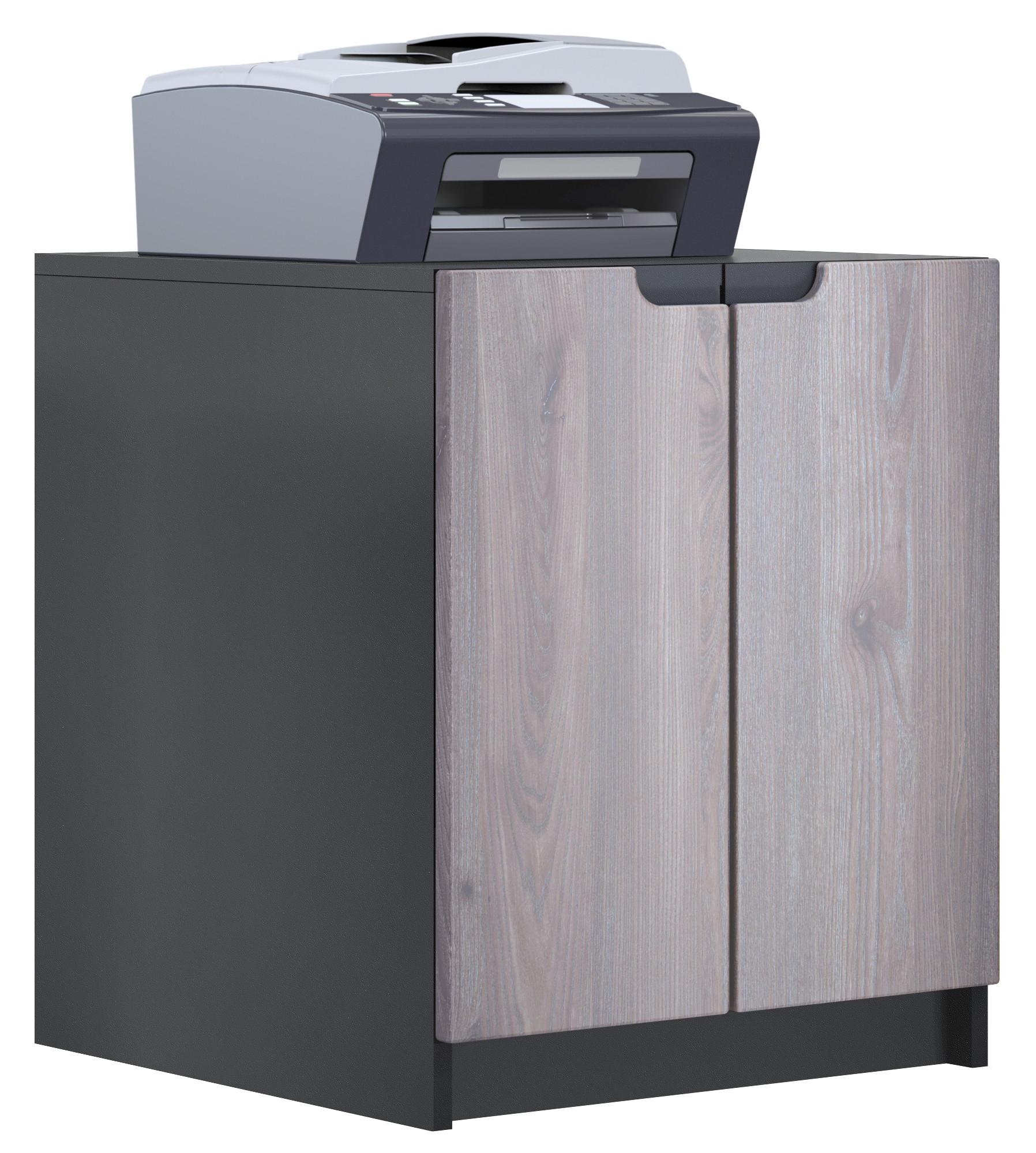 KOMMODE Logan Fronten in Eiche Nordic - Silbereichenfarben, Holzwerkstoff (51/60.5/54cm) - Vladon