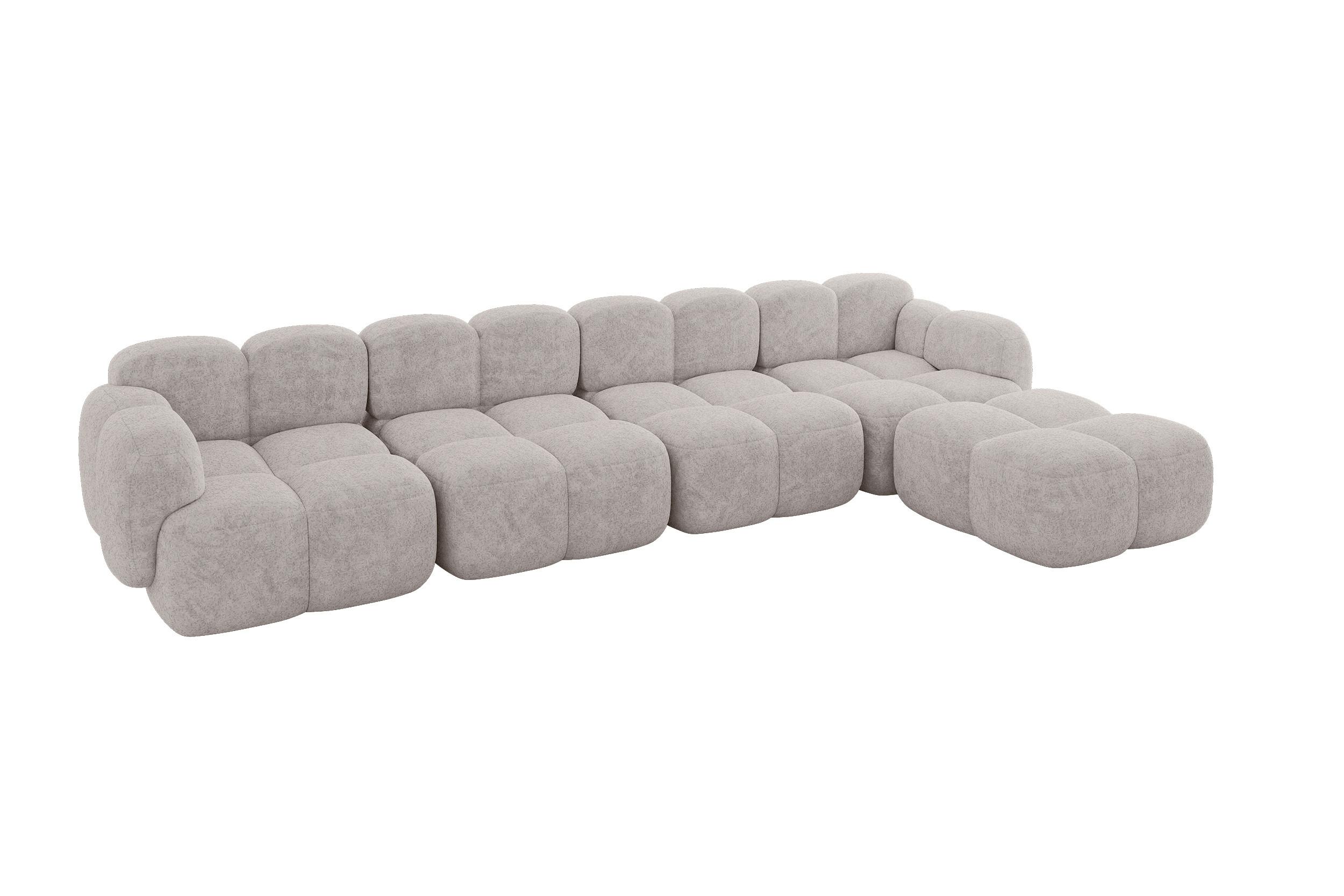 ECKSOFA modulares Sofa Rechts Miko-L3 390x205x75 Hellgrau Velours - Hellgrau/Schwarz, Holzwerkstoff/Kunststoff (390/205cm) - ALTDECOR
