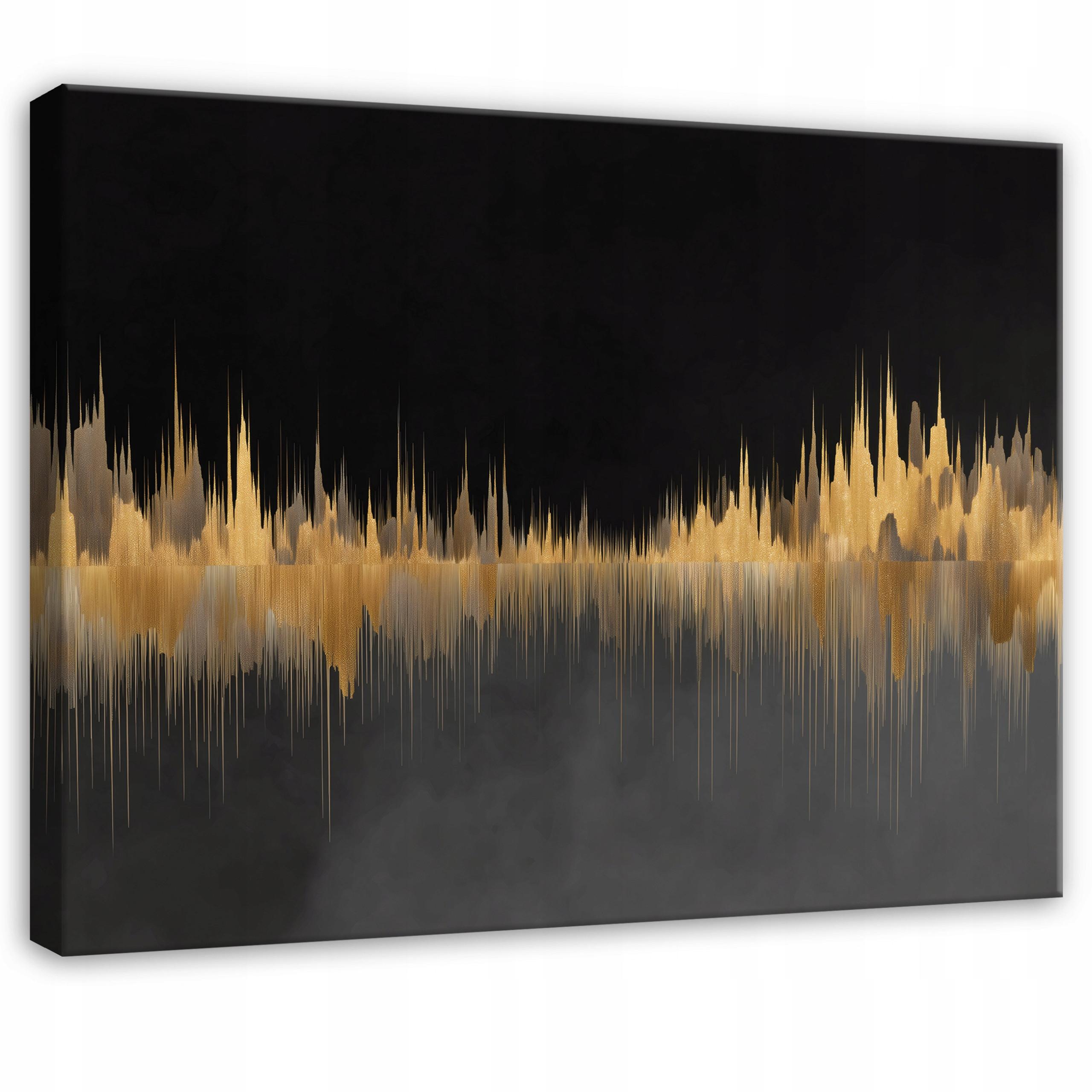 BILDER Abstrakt Schwarz Gold Glamour 100x70 - Multicolor, Holzwerkstoff (100/70cm) - Wallarena