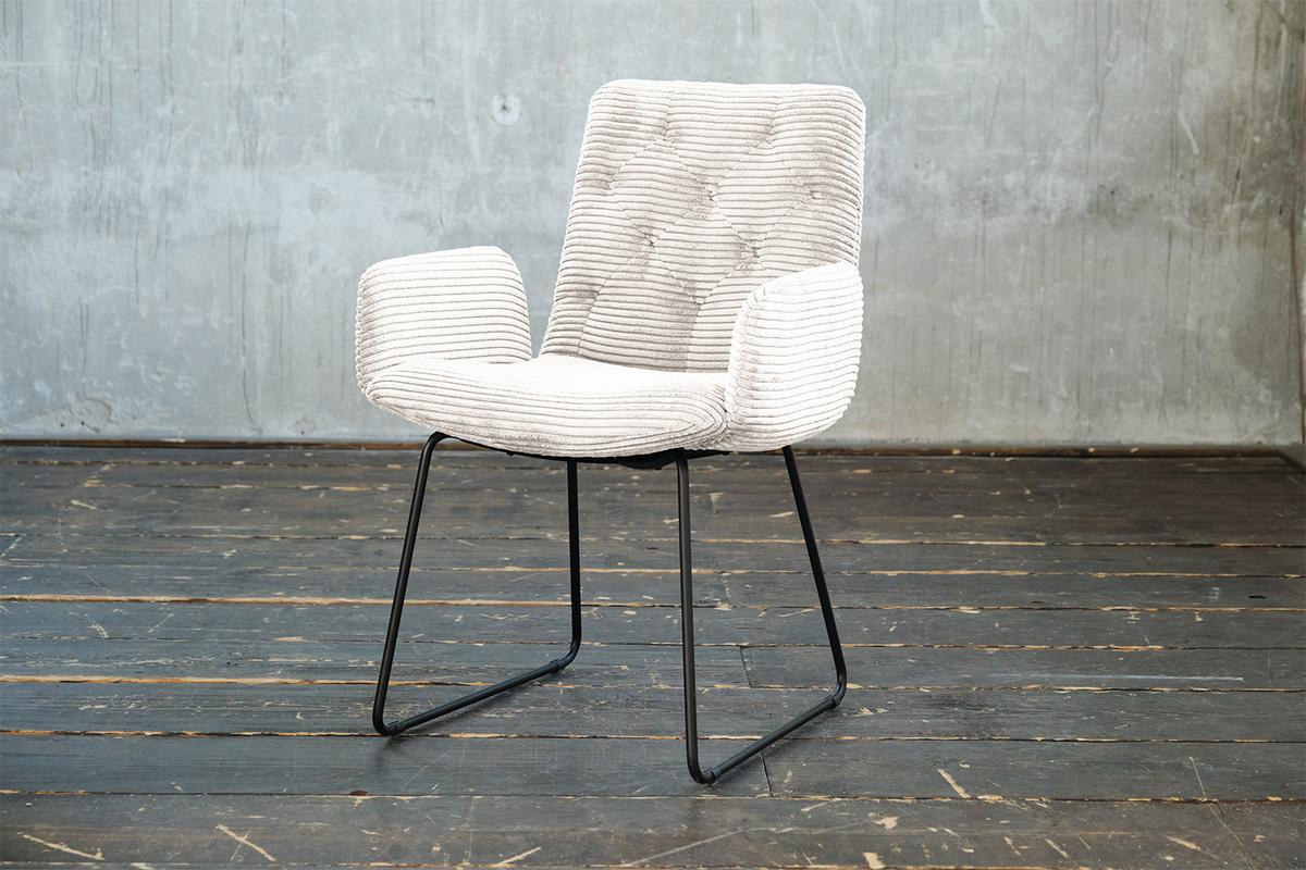 STUHL NEW CHARME Weiß Cord (1er-Set) - Weiß, Textil (59/87/66cm) - KAWOLA