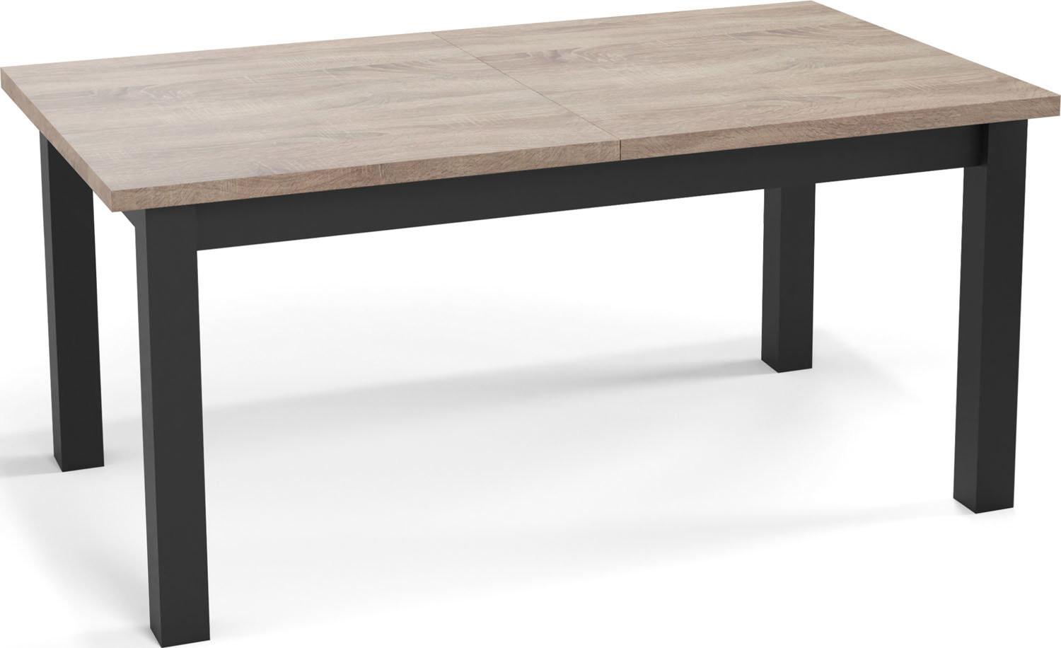 ESSTISCH Davidof rechteckig ausziehbar, Sonoma Eiche 160-200/80/76 cm - Schwarz/Sonoma Eiche, Holz/Holzwerkstoff (80/200/76cm) - WFL GROUP
