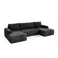 PANORAMASOFA Romeo 5 Sitzplätze Schwarz - Schwarz, Holz (345/92/163cm) - Petits-meubles