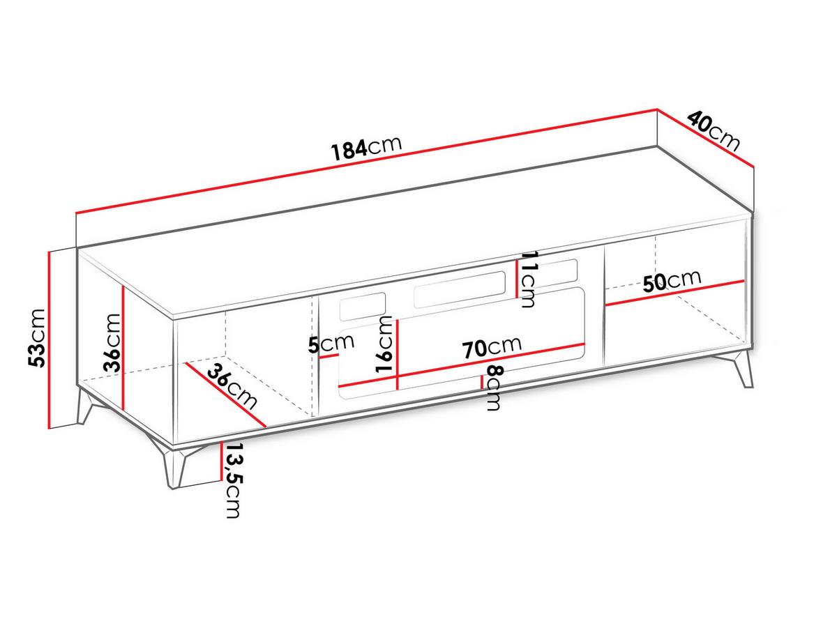 TV-LOWBOARD Xylix Bis 2D EF mit Elektrische Kamin - Nussbaumfarben/Schwarz, Holzwerkstoff/Metall (184/53/40cm) - MIRJAN24