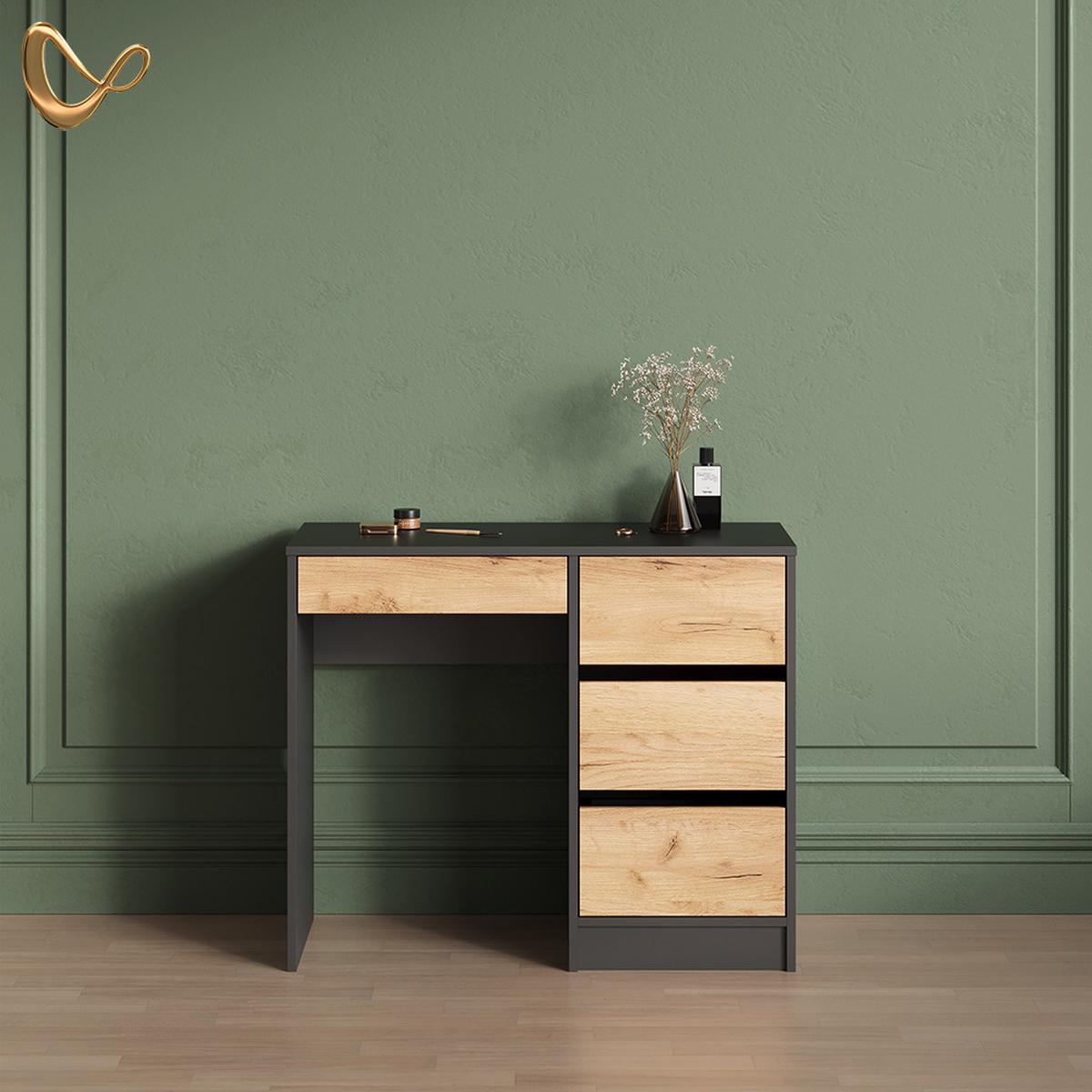 SCHMINKTISCH Imola Anthrazit/Goldkraft Eiche ohne Spiegel - Honigeiche/Anthrazit, Holzwerkstoff (55/90/75cm) - Livinity®