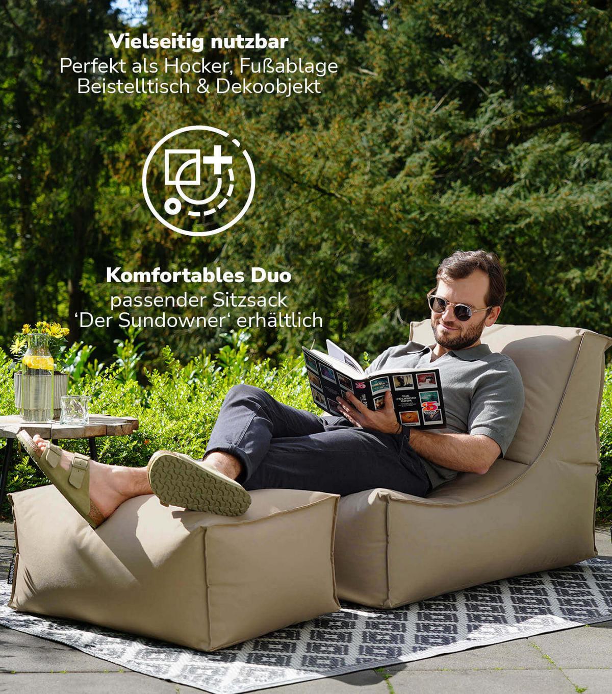 OUTDOOR POUF Der Ruhestifter - Cappuccino, Textil (60/30/50cm) - Mokebo