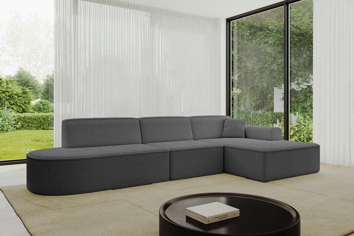 ECKSOFA Ottomane Rechts IREA-L2-v3 - 327x165x77 cm Grau - Olivgrün, Holzwerkstoff/Textil (327/165cm) - ALTDECOR