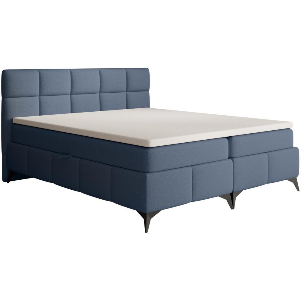 BOXBETT Solido mit Bettkasten 180x200 cm blau - Blau/Schwarz, Textil/Metall (180/200cm) - Beautysofa