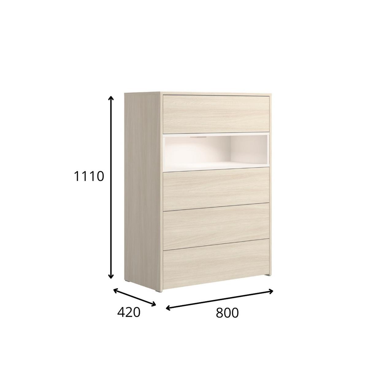 KOMMODE Barista Oak, Wüstensand 80/111/42 - Eiche Bianco, Holzwerkstoff (80/111/42cm) - RAUMHIRSCH FURNITURE