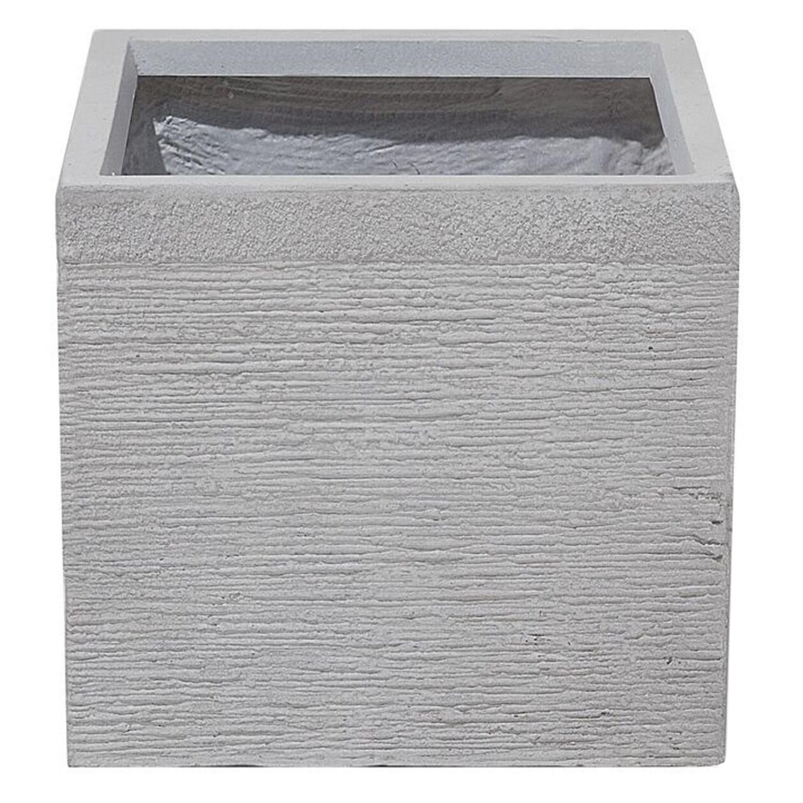 BLUMENTOPF weiß quadratisch 30/30/28 cm Paros - Weiß, Naturmaterialien (28cm) - Beliani