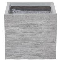BLUMENTOPF weiß quadratisch 30/30/28 cm Paros - Weiß, Naturmaterialien (28cm) - Beliani