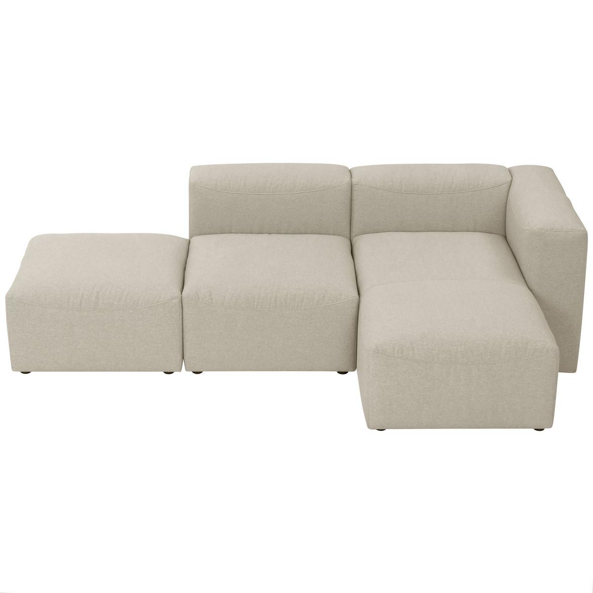 ECKSOFA mit Hocker links Kattrina Flachgewebe creme - Creme, Kunststoff (160/250cm) - 58aufmkessel