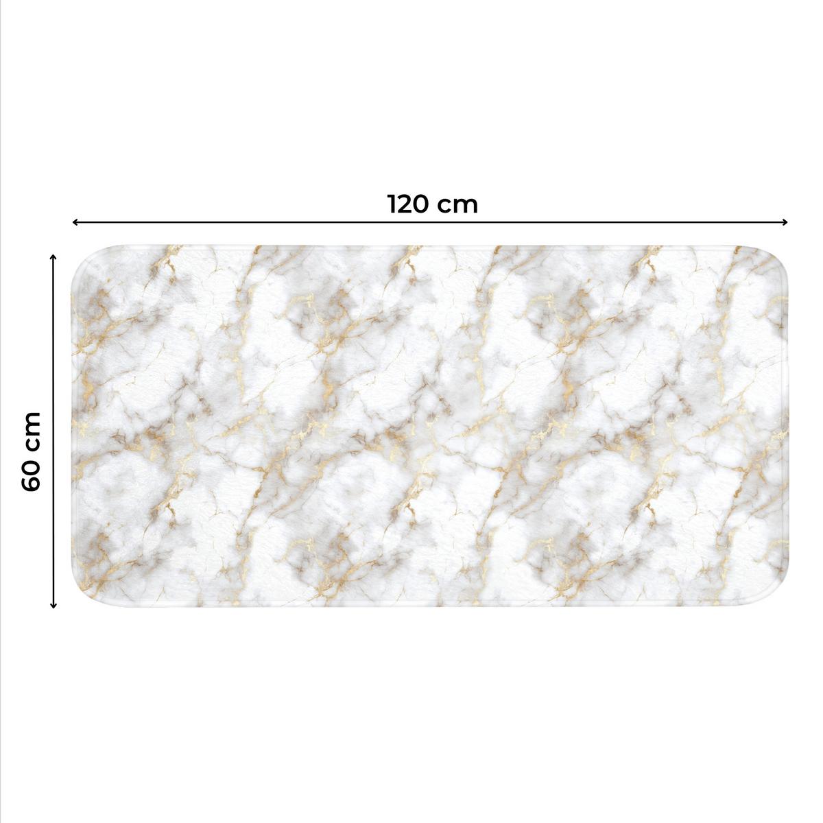 WC-VORLEGER Goldene Adern - Marmor - Weiß WC Teppich 120x60 cm - Weiß, Textil (120/1cm) - OnlyWow