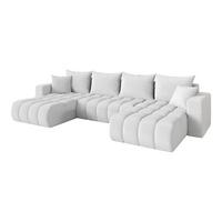 WOHNLANDSCHAFT mit Schlaffunktion und Bettkasten MILA-U-v1 378x194x86 Weiß Bouclé - Schwarz/Weiß, Holzwerkstoff/Kunststoff (378/86/194cm) - ALTDECOR