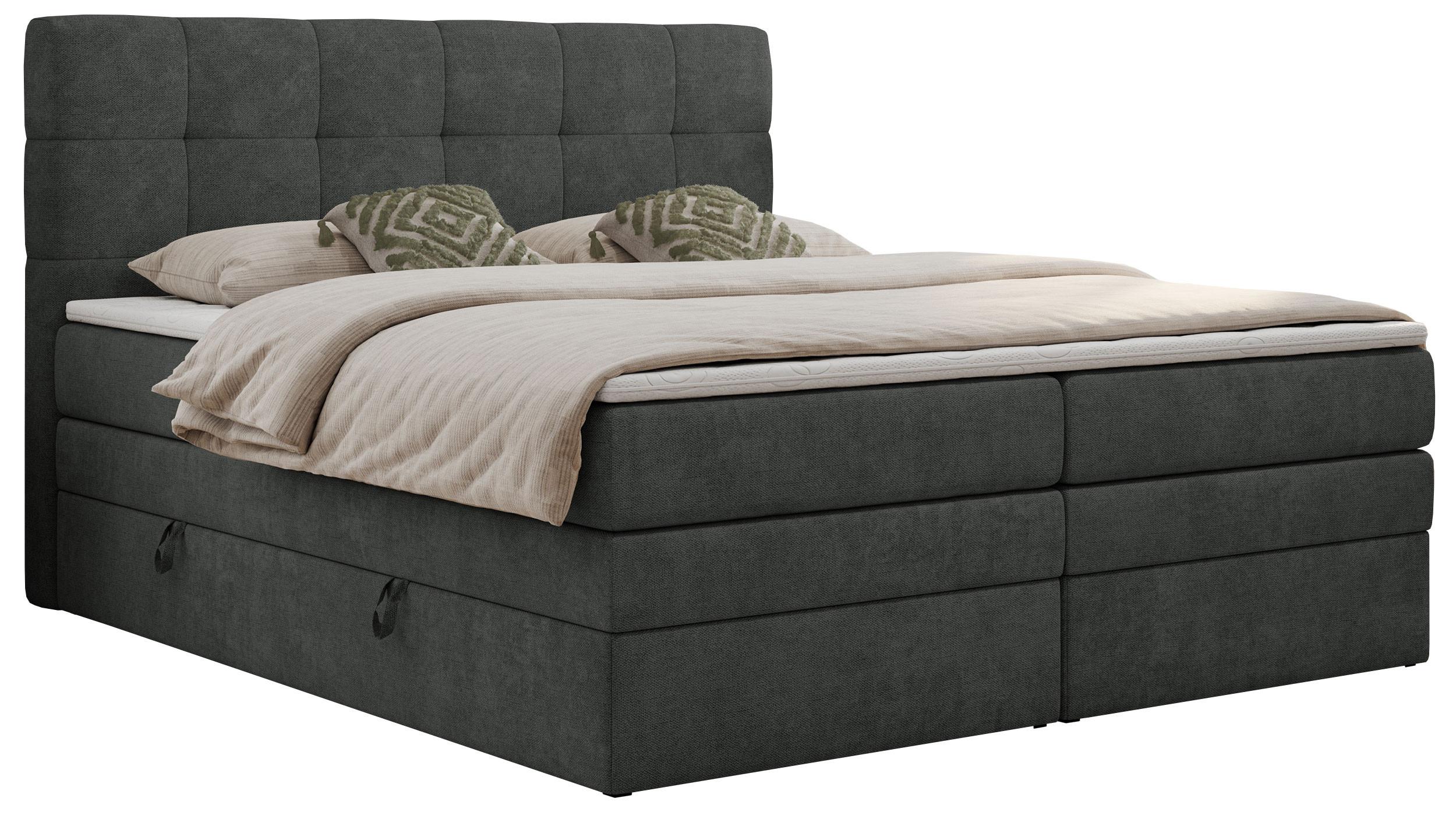 BOXSPRINGBETT LUKA KING 180/200 Dunkelgrau Struktur - H3 - Dunkelgrau, Holz/Textil (180/200cm) - MKS